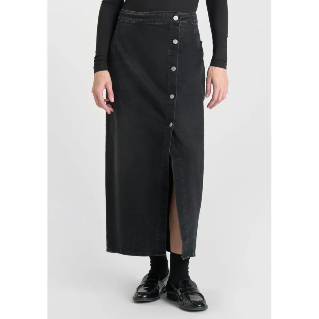 Jupe droite en jeans RAPHI noir Ione