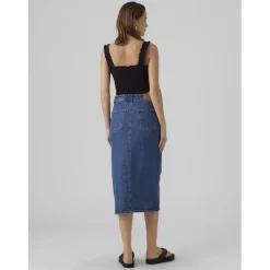 Jupe en denim braguette zippée taille haute bleu Dot