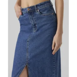 Jupe en denim braguette zippée taille haute bleu Dot