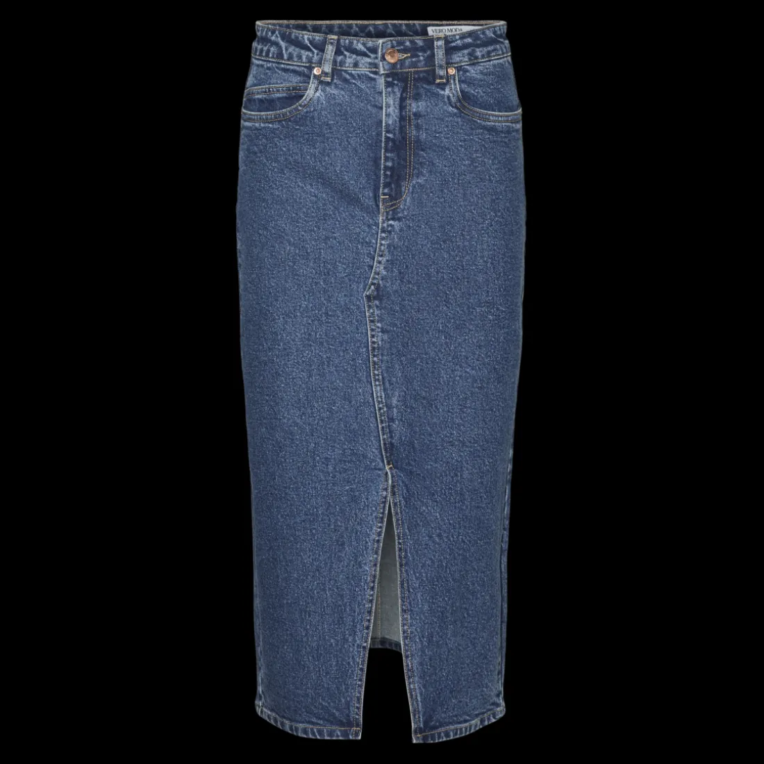 Jupe en denim braguette zippée taille haute bleu Dot