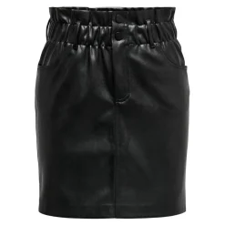 Jupe en simili-cuir Ceinture élastiquée Longueur mini noir