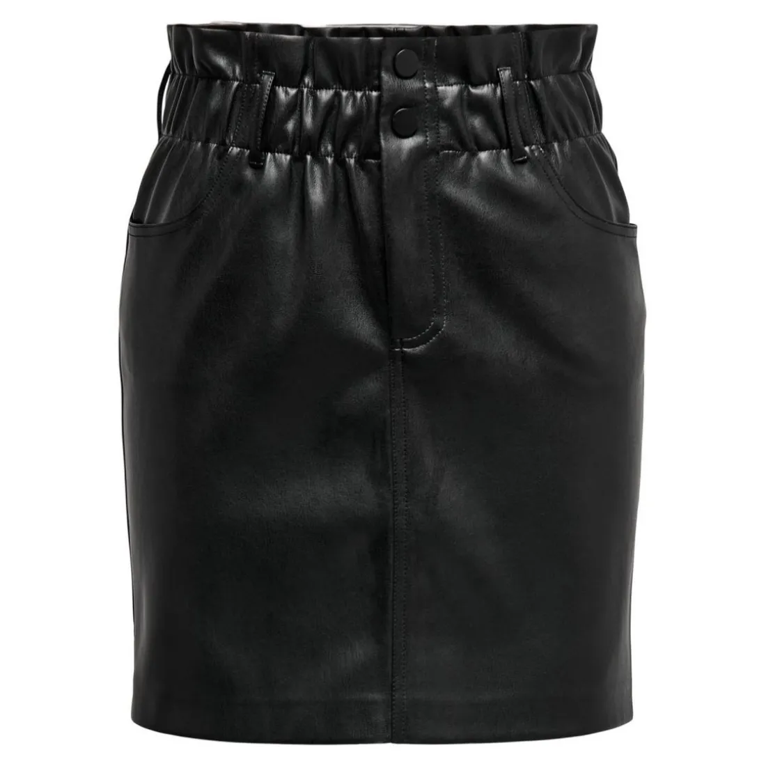 Jupe en simili-cuir Ceinture élastiquée Longueur mini noir