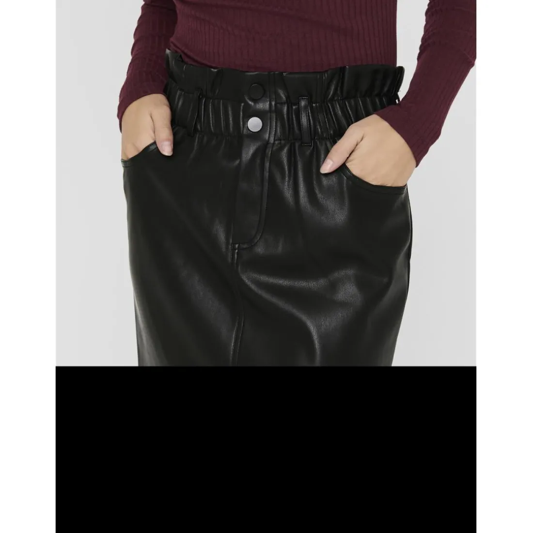 Jupe en simili-cuir noir Ora