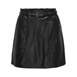 Jupe en simili-cuir noir Vera