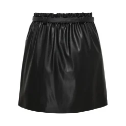 Jupe en simili-cuir noir Vera