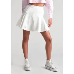 Jupe fille, evasée, patineuse SHELAGI blanc en coton