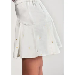 Jupe fille, evasée, patineuse SHELAGI blanc en coton