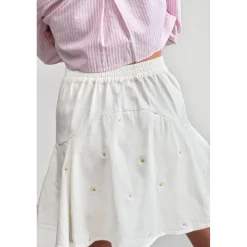 Jupe fille, evasée, patineuse SHELAGI blanc en coton