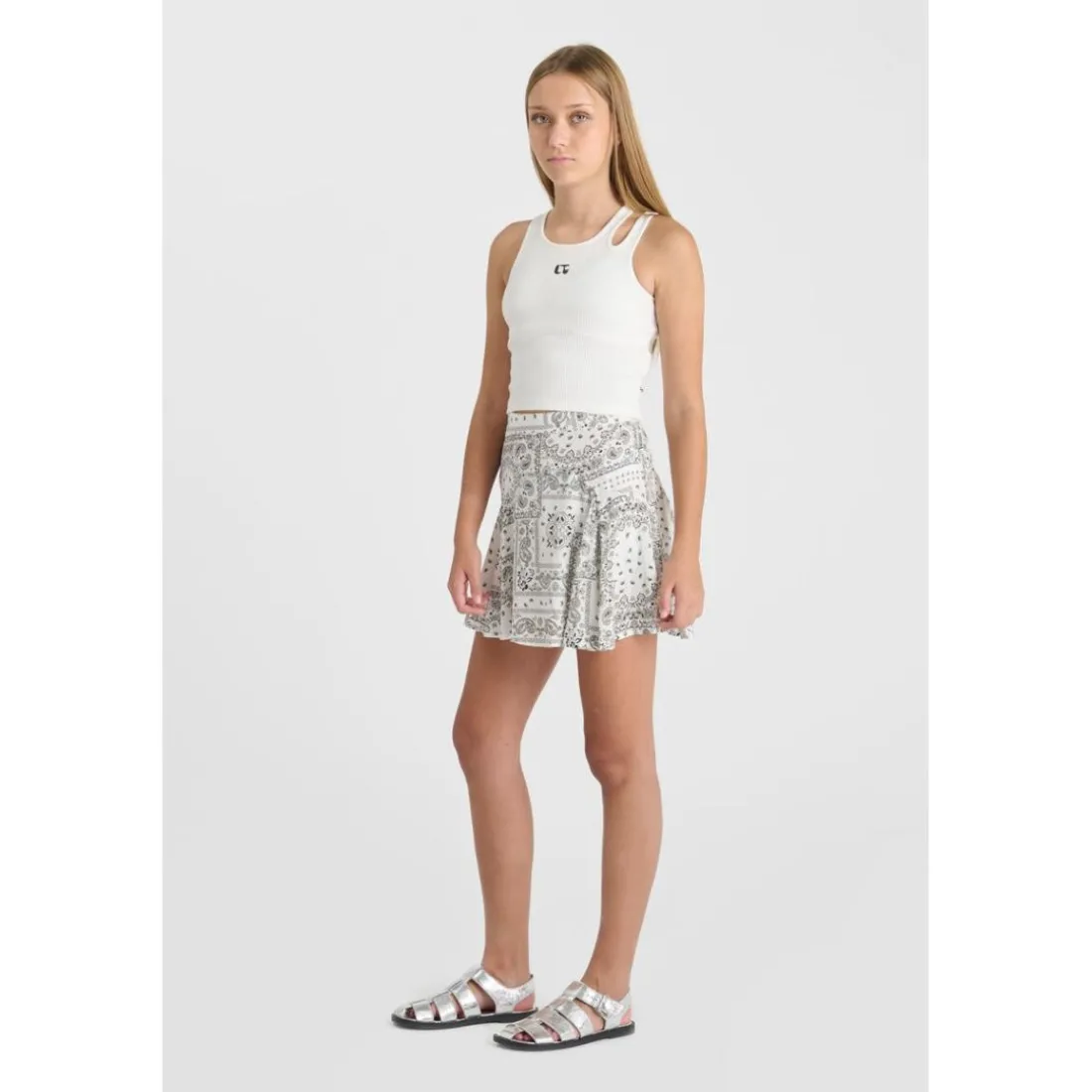 Jupe fille evasée, patineuse KASHIGI blanc en viscose Meg