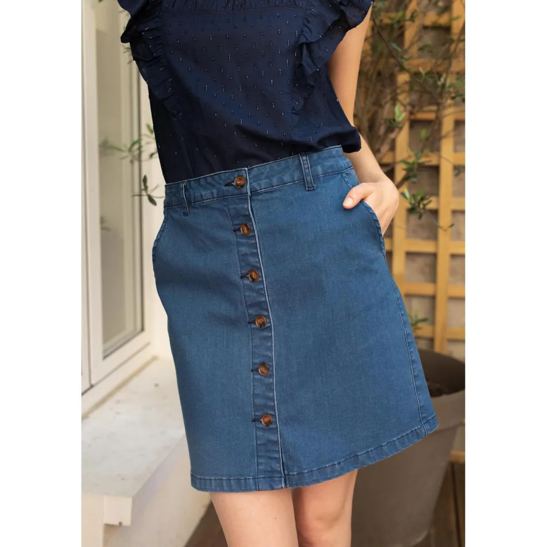 Jupe LAIS bleu stone en coton