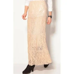Jupe longue broderie femme - Beige