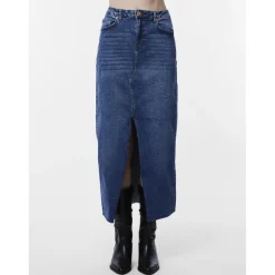 Jupe longue en denim bleu