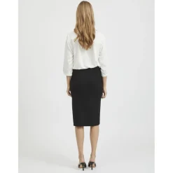 Jupe longue en maille taille haute noir