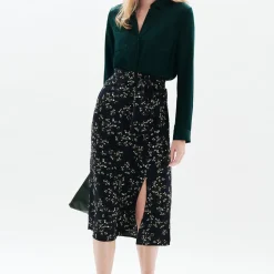 Jupe longue femme noire en viscose