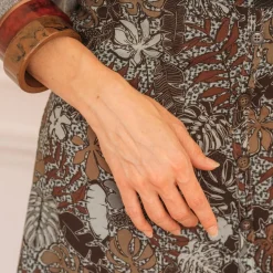 Jupe longue imprimée jungle Amy gris en viscose