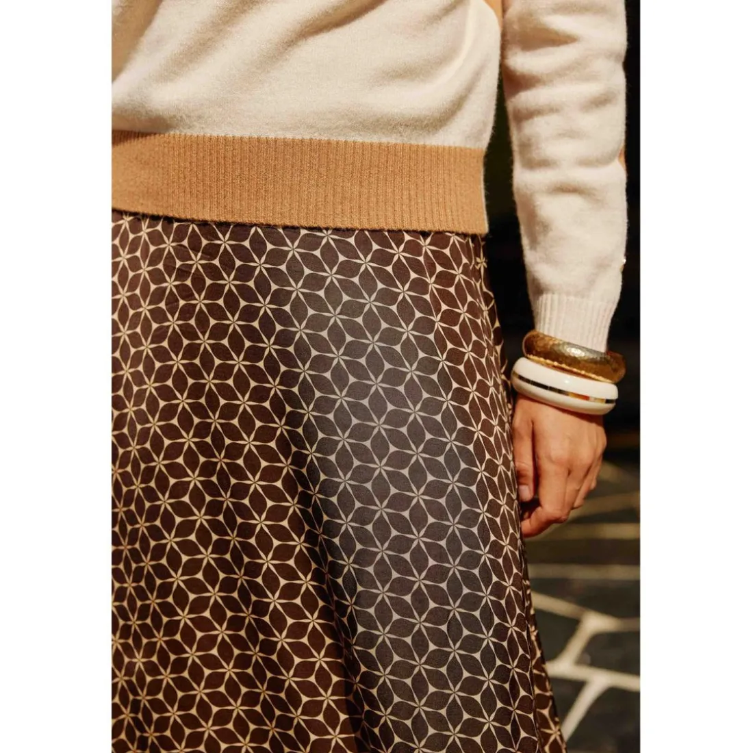Jupe MENNA - corail marron en viscose