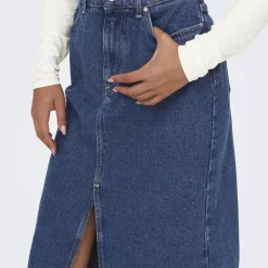 Jupe mi longue en jean Bianca bleu Hazel