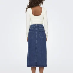 Jupe mi longue en jean Bianca bleu Hazel