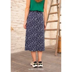 Jupe Midi Dimora bleu marine en viscose