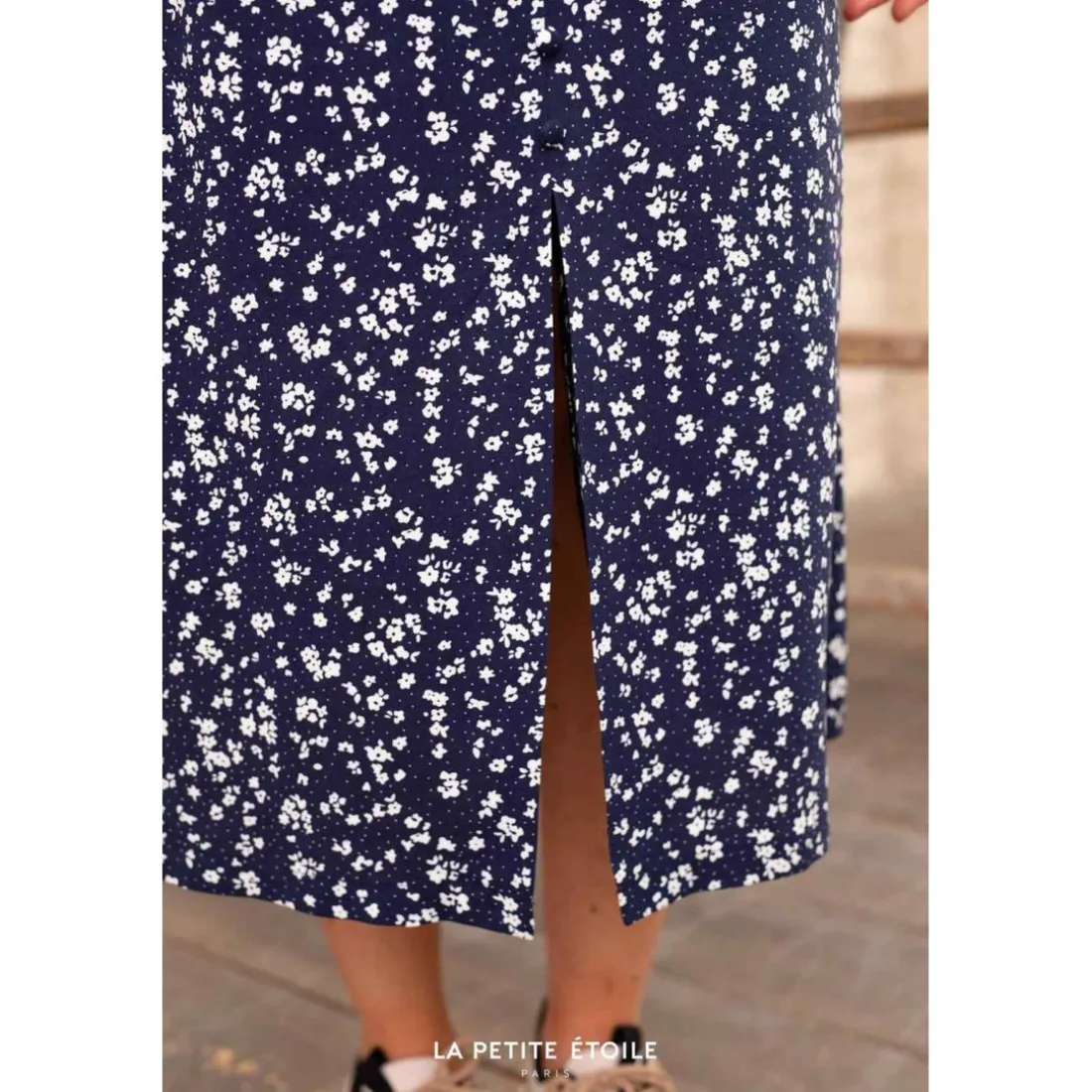 Jupe Midi Dimora bleu marine en viscose