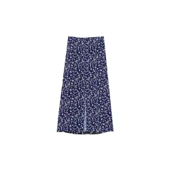 Jupe Midi Dimora bleu marine en viscose