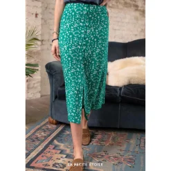 Jupe Midi Dimora vert en viscose