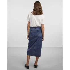 Jupe midi en denim bleu