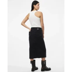Jupe midi en denim noir Vera