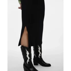 Jupe midi en maille noir Lia