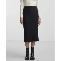 Jupe midi en maille noir Dot