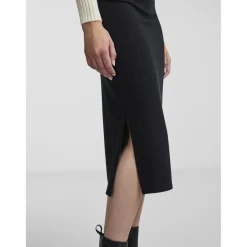 Jupe midi en maille noir Dot