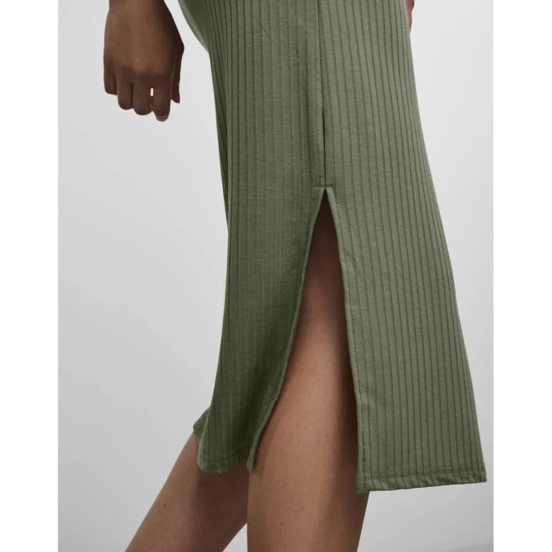 Jupe midi en maille vert
