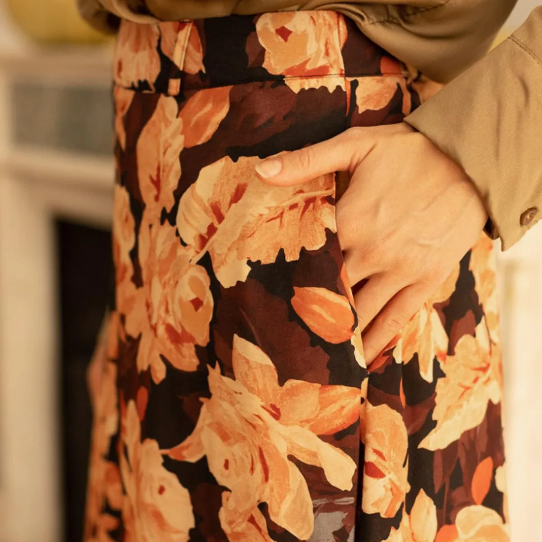Jupe midi Gaelle rose en viscose