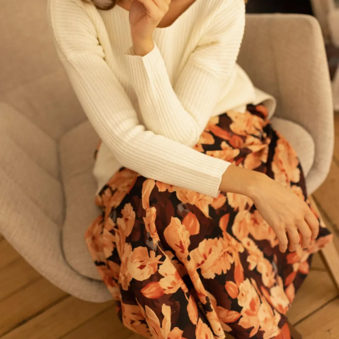 Jupe midi Gaelle rose en viscose