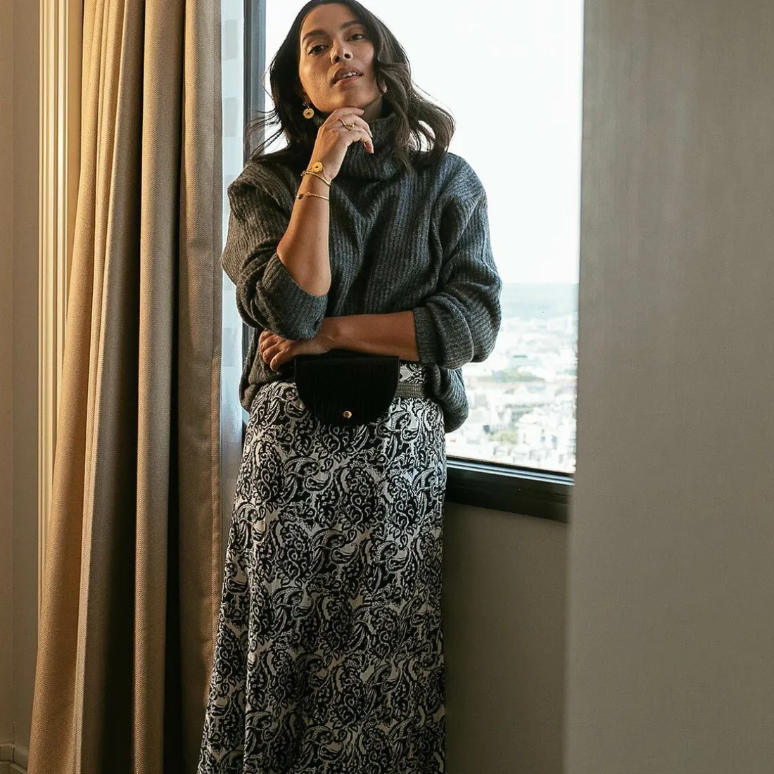 Jupe midi imprimée Stella en viscose