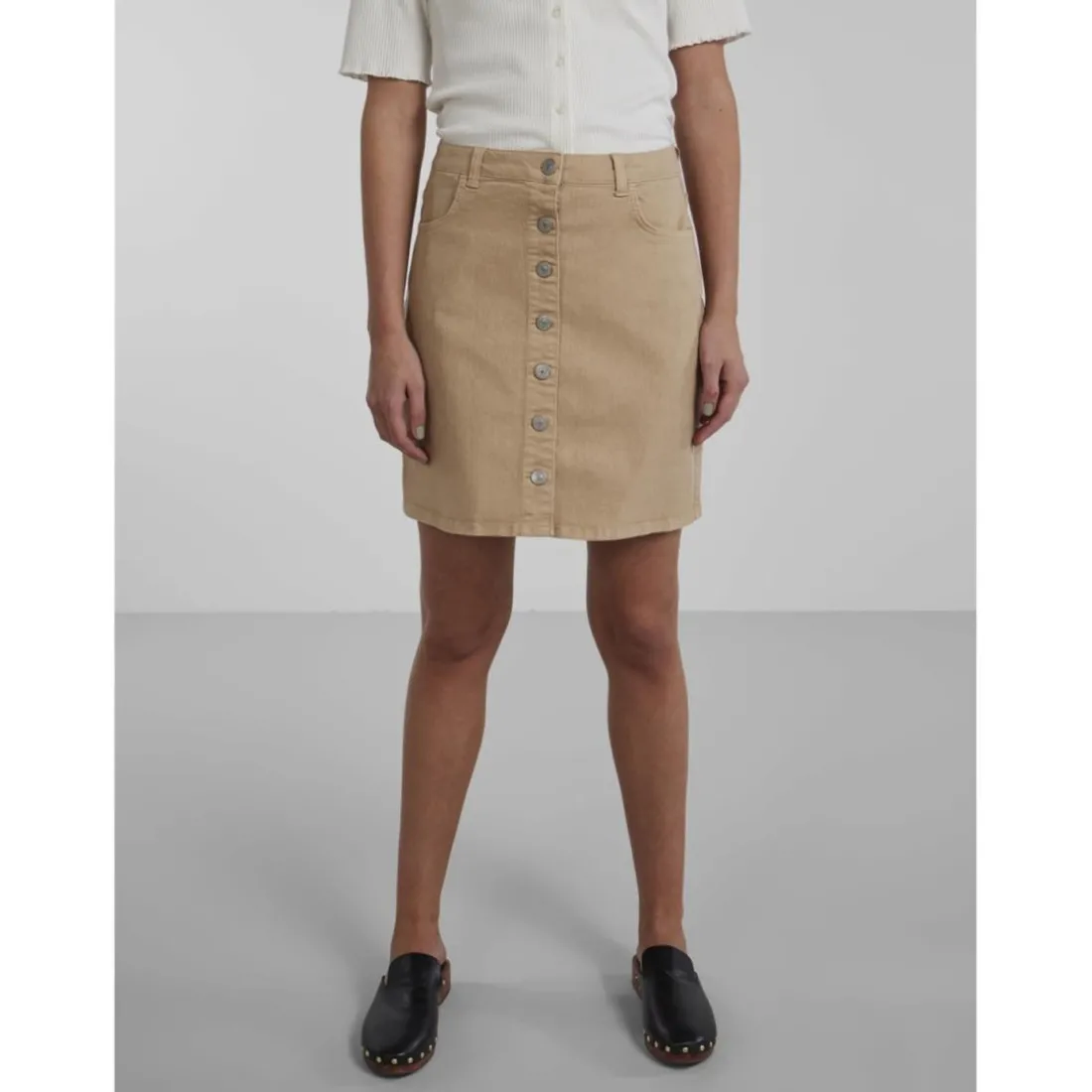 Jupe midi marron en coton