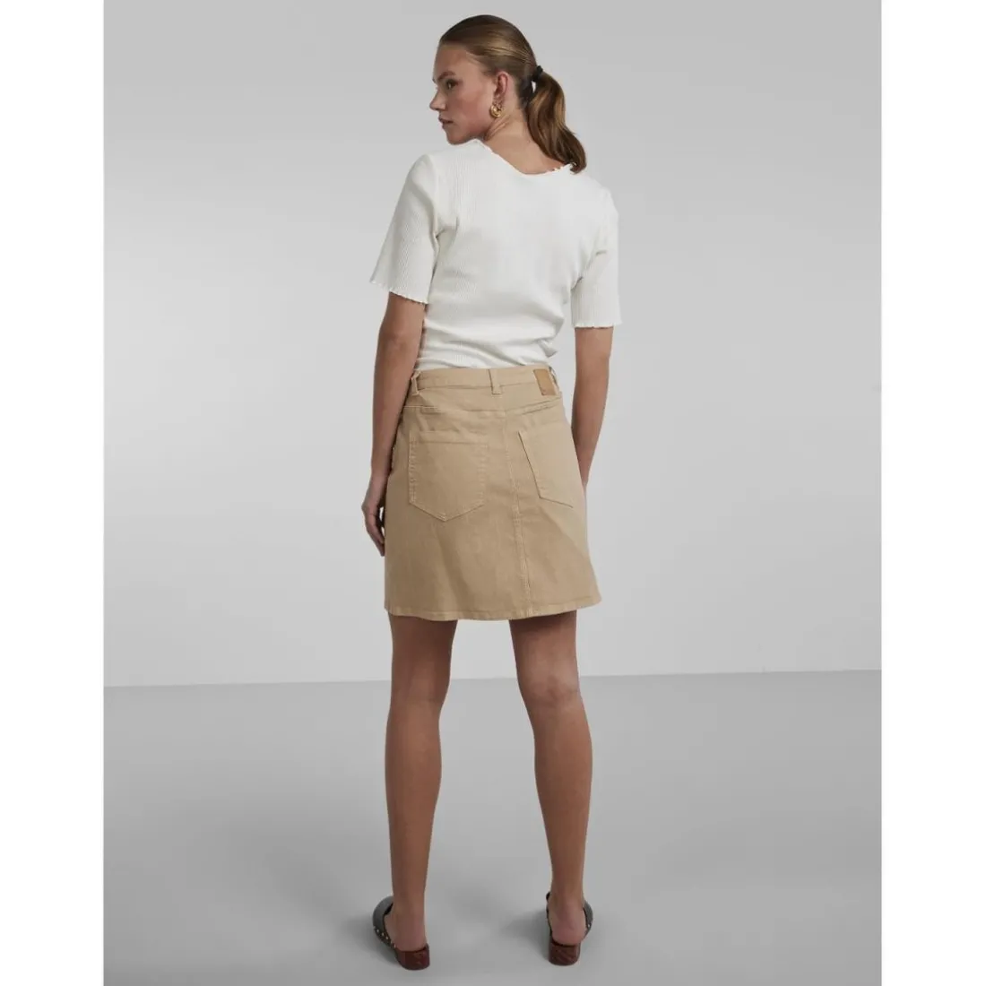 Jupe midi marron en coton