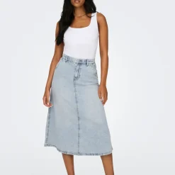 Jupe midi ONLMINDY - Bleu Lyra en coton