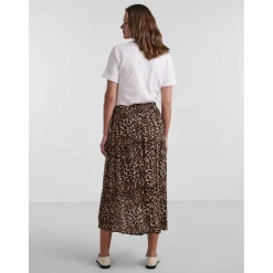 Jupe midi portefeuille marron en viscose