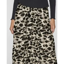 Jupe plissée midi Nifban imprimé léopard Clara gris