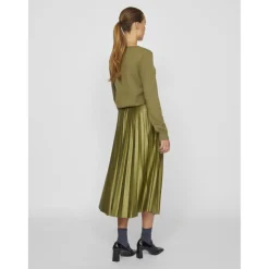 Jupe plissée trapèze midi Nitban vert Lia