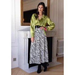 Jupe print zèbre Naomie multicolore en viscose