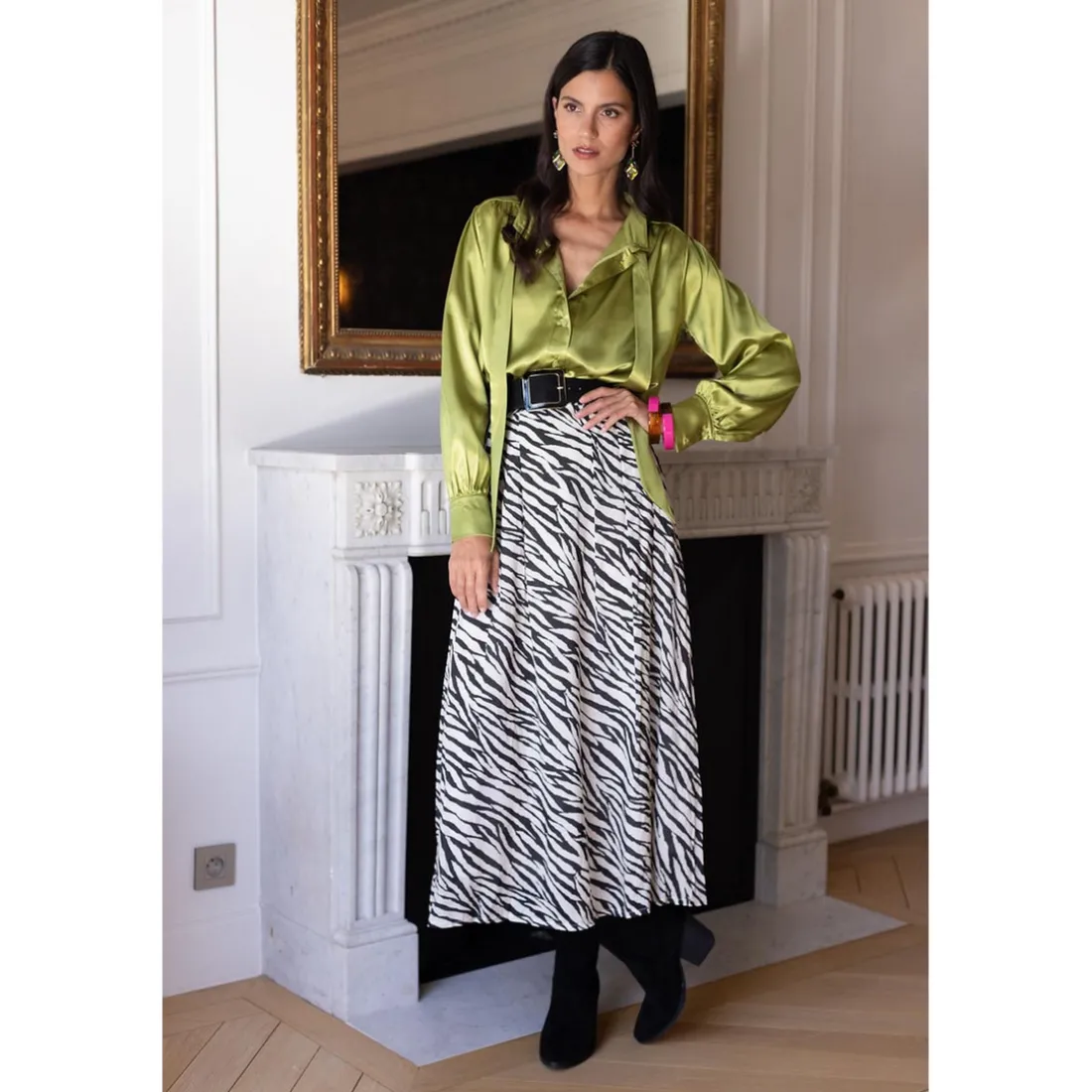 Jupe print zèbre Naomie multicolore en viscose