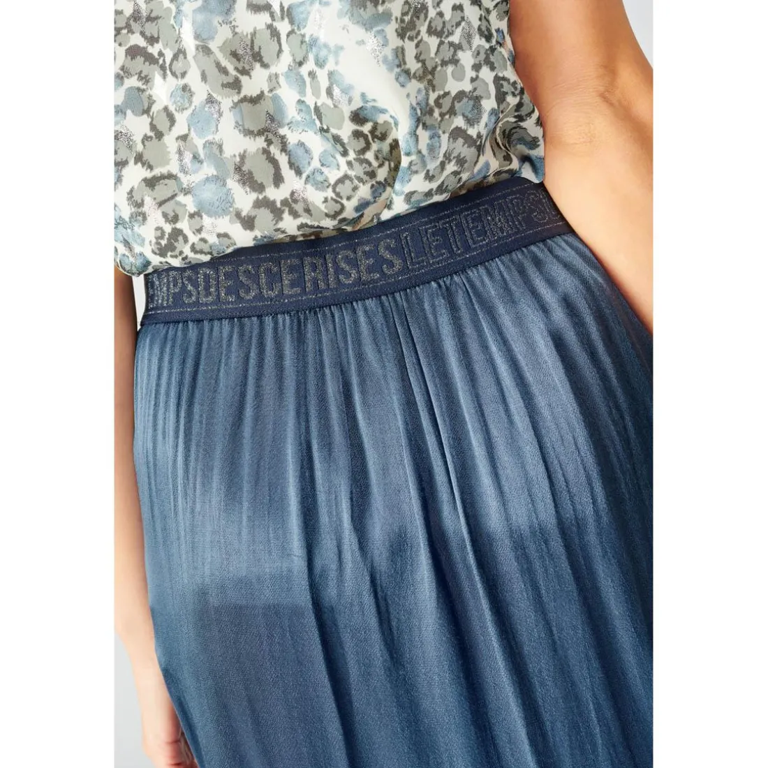 Jupe évasée - Bleue en viscose