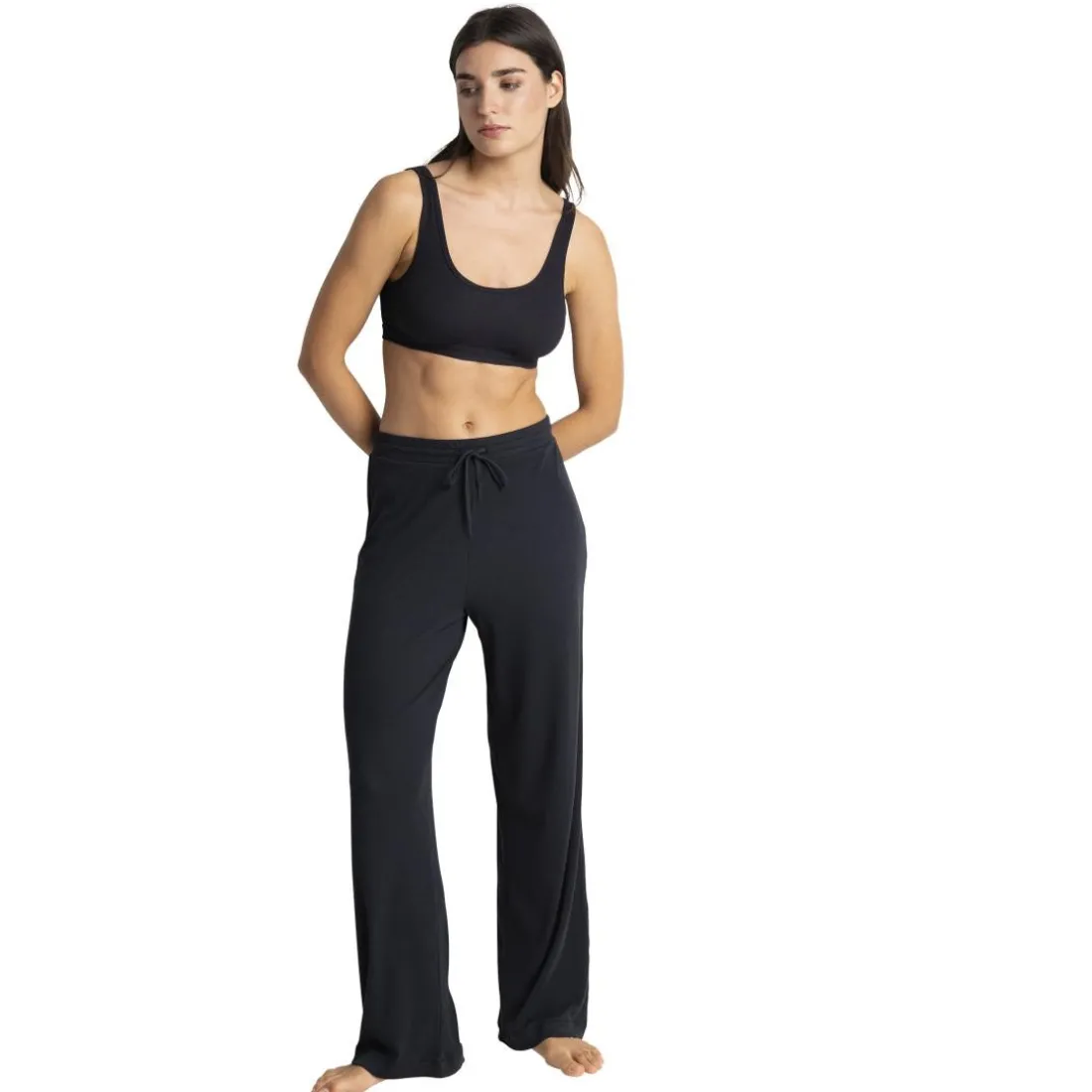 Kate - bas de pyjama long noir en coton