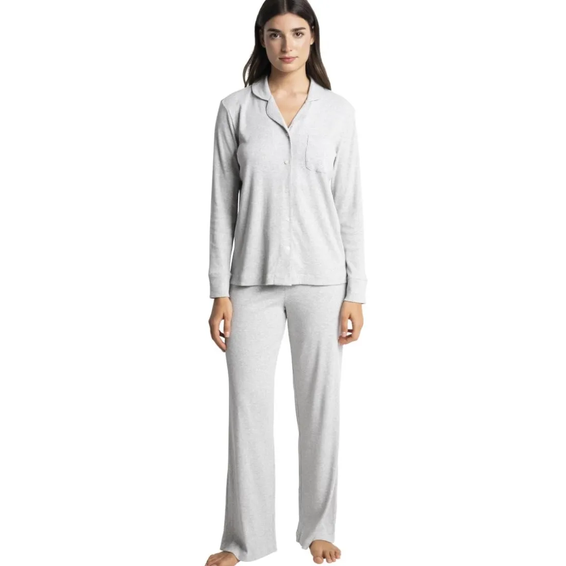 Kate - Haut de pyjama manches longues gris en coton