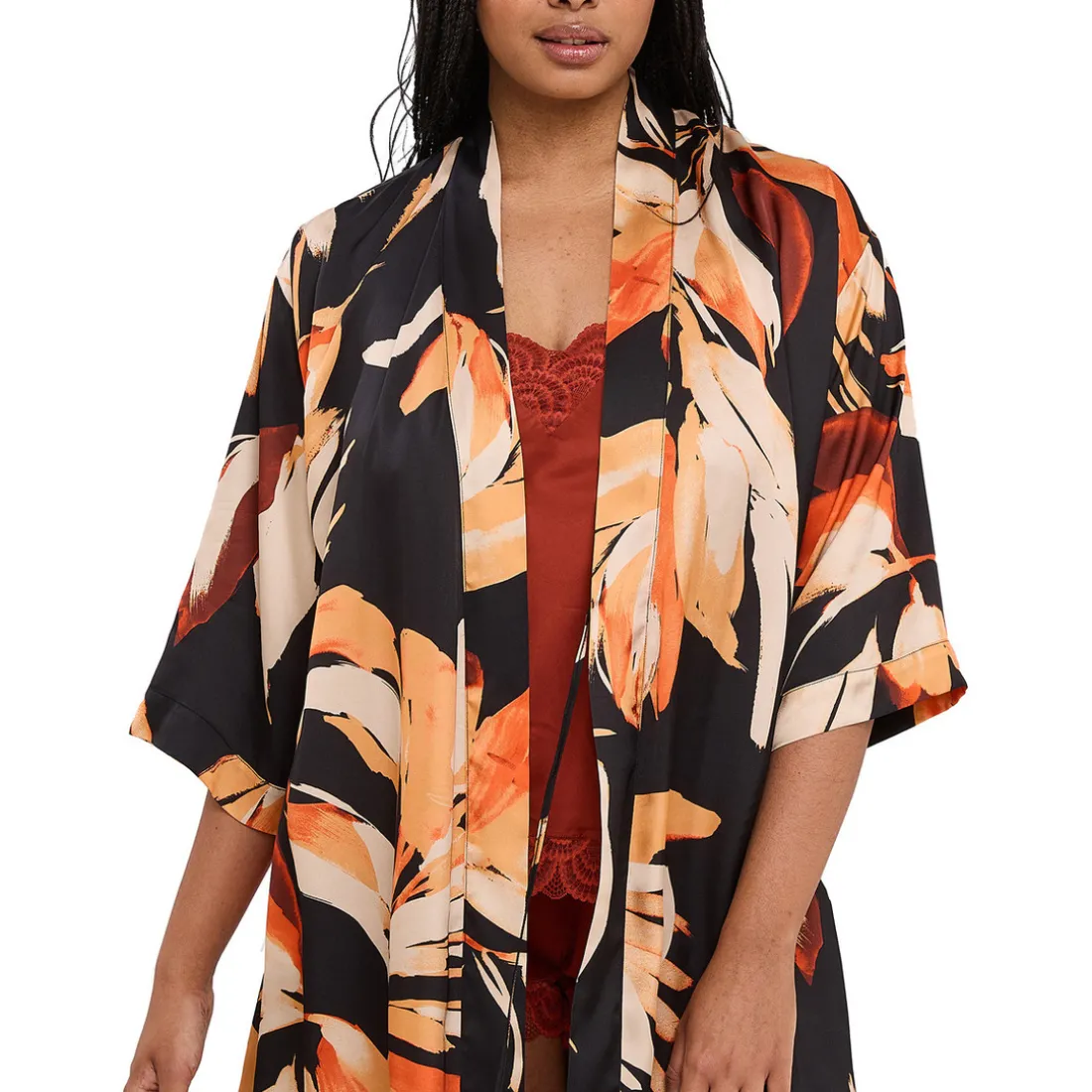 Kimono pyjama homewear - Noir en viscose