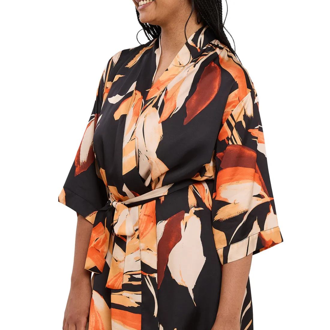 Kimono pyjama homewear - Noir en viscose