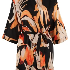 Kimono pyjama homewear - Noir en viscose