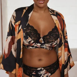 Kimono pyjama homewear - Noir en viscose